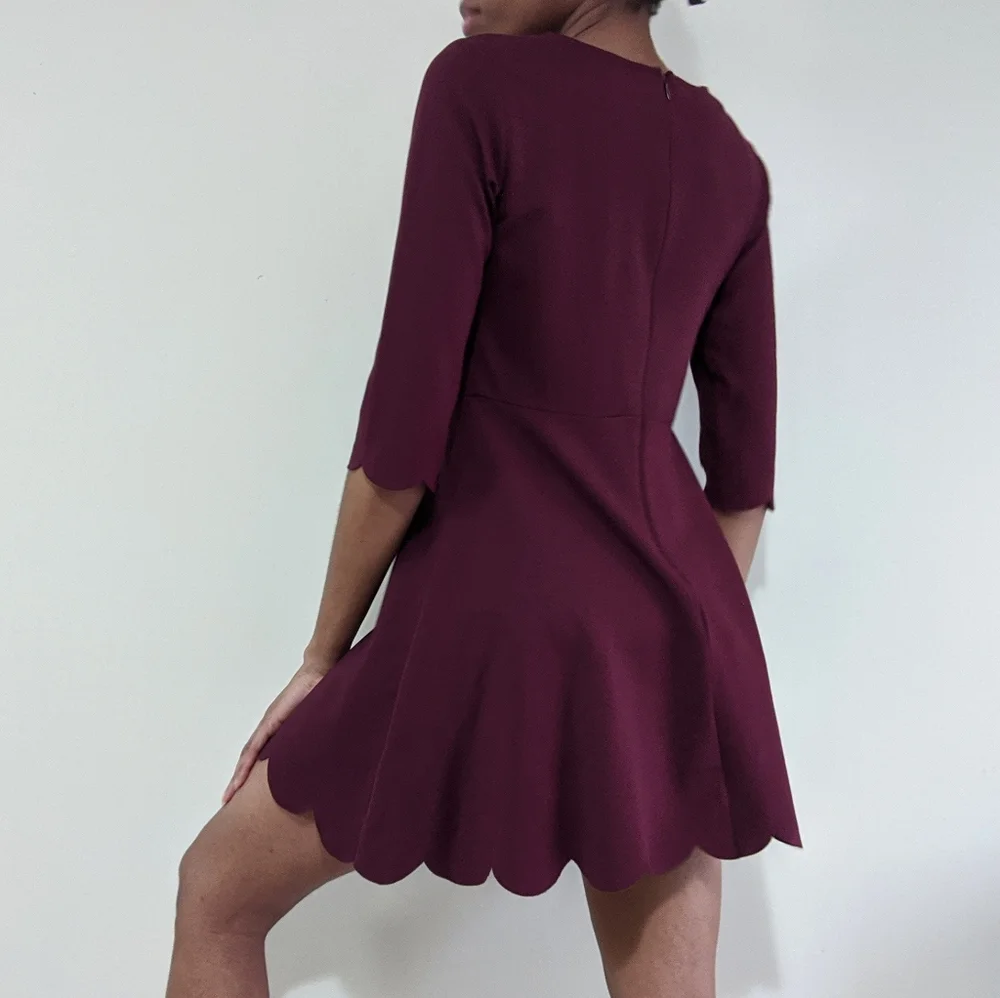 Lulu's Cumulonimbus Clouds Burgundy Skater Dress - Picture 2 of 7